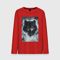 Мужской лонгслив Волк с оскаленной пастью