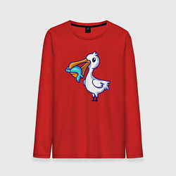 Лонгслив хлопковый мужской Пеликан с рыбкой, цвет: красный