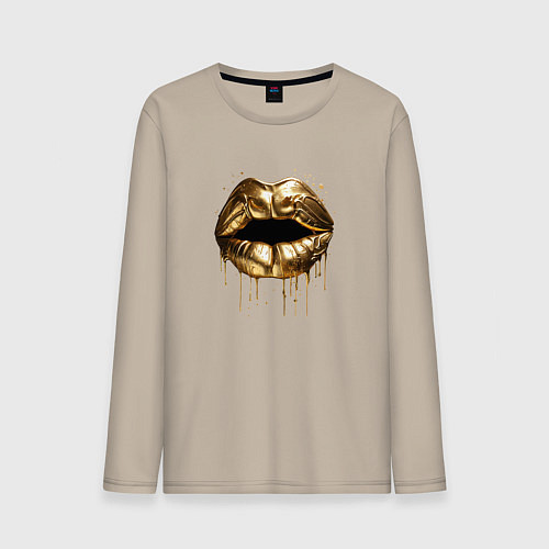 Мужской лонгслив Золотые губы / Миндальный – фото 1