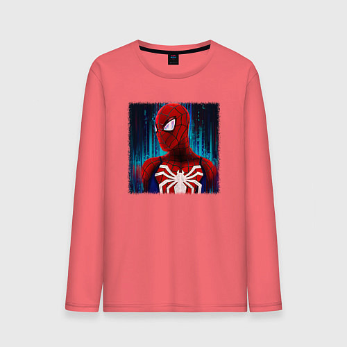 Мужской лонгслив Человек паук новый / Коралловый – фото 1