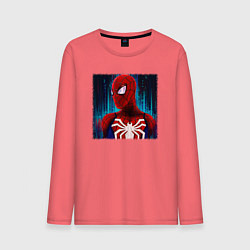 Лонгслив хлопковый мужской Человек паук новый, цвет: коралловый