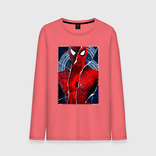 Мужской лонгслив Человек паук три паука / Коралловый – фото 1