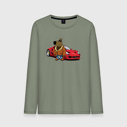 Мужской лонгслив Чиловый парень на красном автомобиле