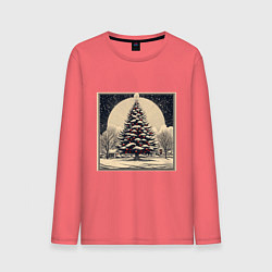 Мужской лонгслив Марка с наряженной елкой - нейросеть