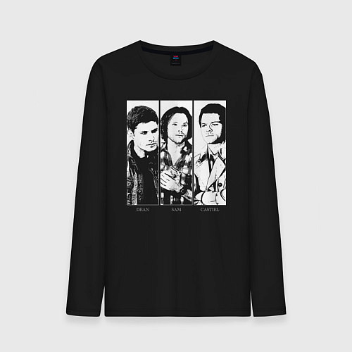 Мужской лонгслив Винчестеры трио чб / Черный – фото 1