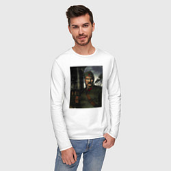 Лонгслив хлопковый мужской Советский солдат, цвет: белый — фото 2