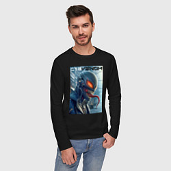 Лонгслив хлопковый мужской Перерождение ядовитой слизи в киберпанк - Веном, цвет: черный — фото 2
