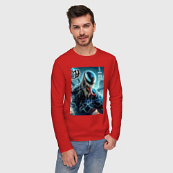 Лонгслив хлопковый мужской Venom in New York city - ai art fantasy, цвет: красный — фото 2