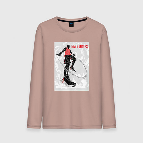 Мужской лонгслив Easy jumps and live / Пыльно-розовый – фото 1