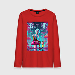 Лонгслив хлопковый мужской Rick and Morty under the mushrooms, цвет: красный