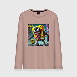 Лонгслив хлопковый мужской Sponge Bob and Venom - collaboration, цвет: пыльно-розовый