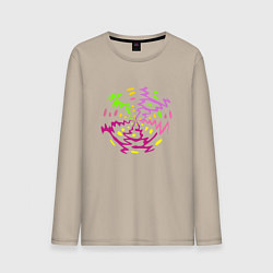Лонгслив хлопковый мужской Разноцветная абстракция по кругу, цвет: миндальный