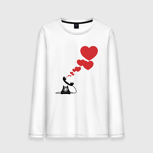 Мужской лонгслив Телефон с сердечками / Белый – фото 1