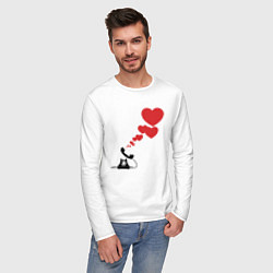 Лонгслив хлопковый мужской Телефон с сердечками, цвет: белый — фото 2