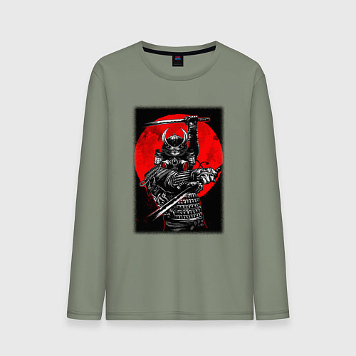 Мужской лонгслив Кровавый японский самурай / Авокадо – фото 1