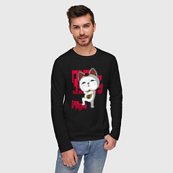 Лонгслив хлопковый мужской Турбо бабка, цвет: черный — фото 2