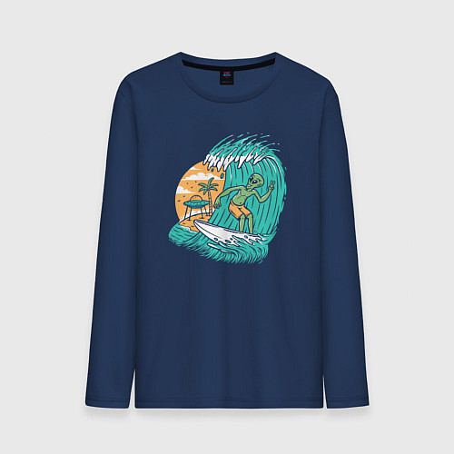 Мужской лонгслив Пришелец серфер / Тёмно-синий – фото 1