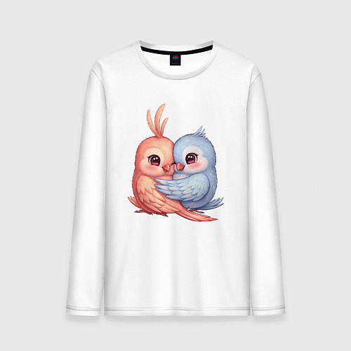 Мужской лонгслив Влюбленные попугайчики / Белый – фото 1