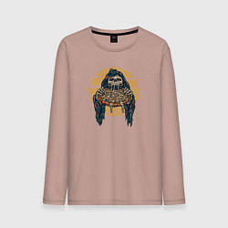 Лонгслив хлопковый мужской Пицца смерти, цвет: пыльно-розовый