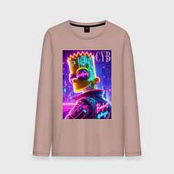Лонгслив хлопковый мужской Cyber Bart - neon glow, цвет: пыльно-розовый