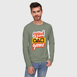 Лонгслив хлопковый мужской Squid game style, цвет: авокадо — фото 2