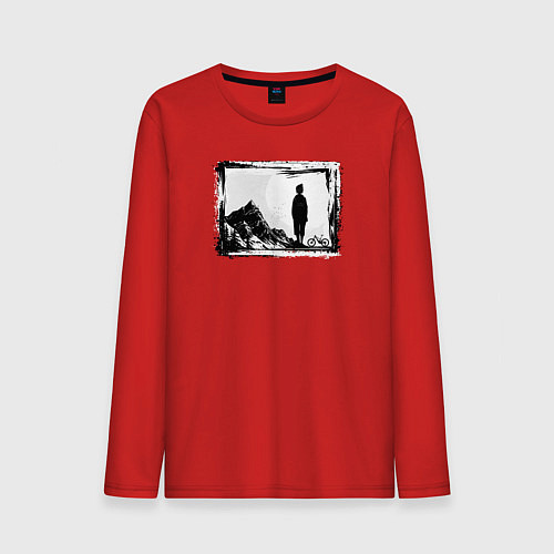 Мужской лонгслив Путешествия по тропам / Красный – фото 1