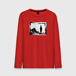 Лонгслив хлопковый мужской Путешествия по тропам, цвет: красный