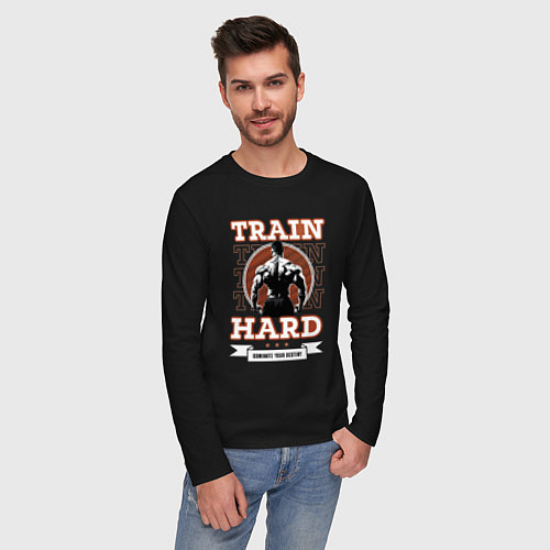 Мужской лонгслив Подарок для культуриста: накаченная спина / Черный – фото 3