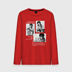 Лонгслив хлопковый мужской Jungkook bts black-white, цвет: красный
