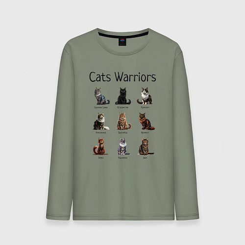 Мужской лонгслив Коты воители / Авокадо – фото 1