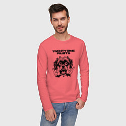 Лонгслив хлопковый мужской Twenty One Pilots - rock dog, цвет: коралловый — фото 2