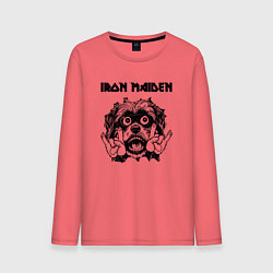 Лонгслив хлопковый мужской Iron Maiden - rock dog, цвет: коралловый