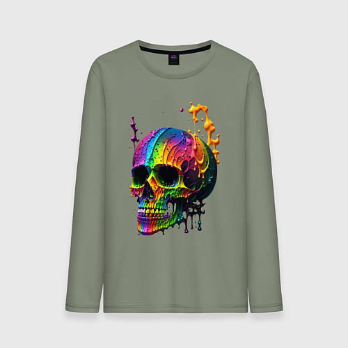 Мужской лонгслив Череп в краске / Авокадо – фото 1