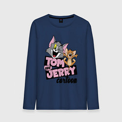 Лонгслив хлопковый мужской Tom and Jerry, цвет: тёмно-синий