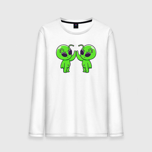 Мужской лонгслив Пришелец дай пять / Белый – фото 1