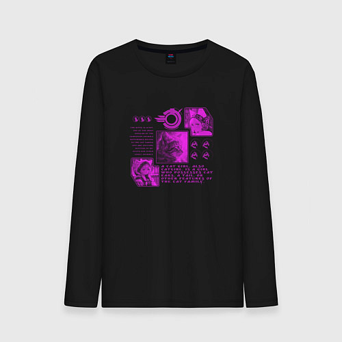 Мужской лонгслив Кошки-девушки и котёнок / Черный – фото 1