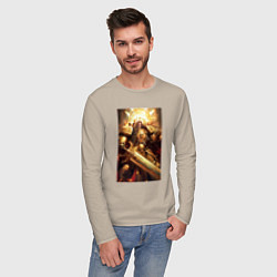 Лонгслив хлопковый мужской Император человечества - Вархаммер 40000, цвет: миндальный — фото 2
