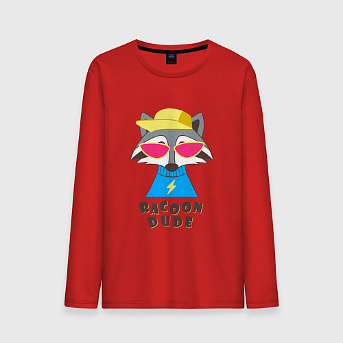 Мужской лонгслив Чува енот / Красный – фото 1