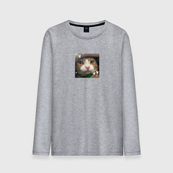 Мужской лонгслив Рыжий кот с сердечками для пары