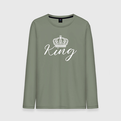 Мужской лонгслив Король с короной - для пары / Авокадо – фото 1