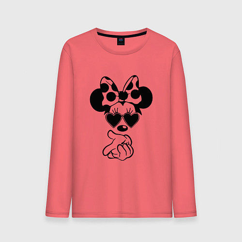 Мужской лонгслив Минни в очках - для пары / Коралловый – фото 1