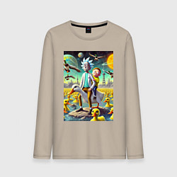 Мужской лонгслив Рик и Морти сидят на утке на одноимённой планете