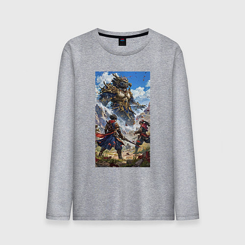 Мужской лонгслив Битва героев / Меланж – фото 1