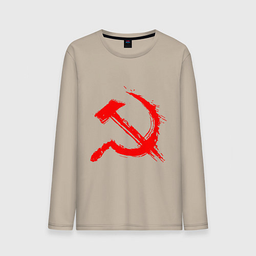 Мужской лонгслив Sickle and hammer red paint / Миндальный – фото 1
