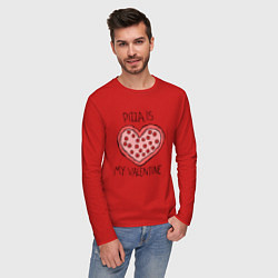 Лонгслив хлопковый мужской Pizza for valentine, цвет: красный — фото 2