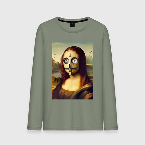 Мужской лонгслив Mona Lisa in a mask - steampunk / Авокадо – фото 1