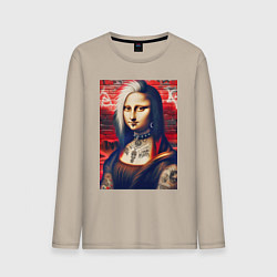 Мужской лонгслив Мона Лиза - панк в татухах