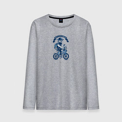 Мужской лонгслив Бородатый хипстер на велосипеде с наушниками