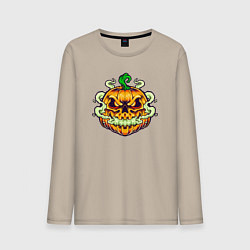 Лонгслив хлопковый мужской Evil pumpkin, цвет: миндальный