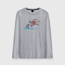 Лонгслив хлопковый мужской Скелет и акула, цвет: меланж